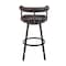 Armen Living Nolagam Swivel Bar Stool in Brown Metal with Brown Faux Leather 840254335653 - alternate 9